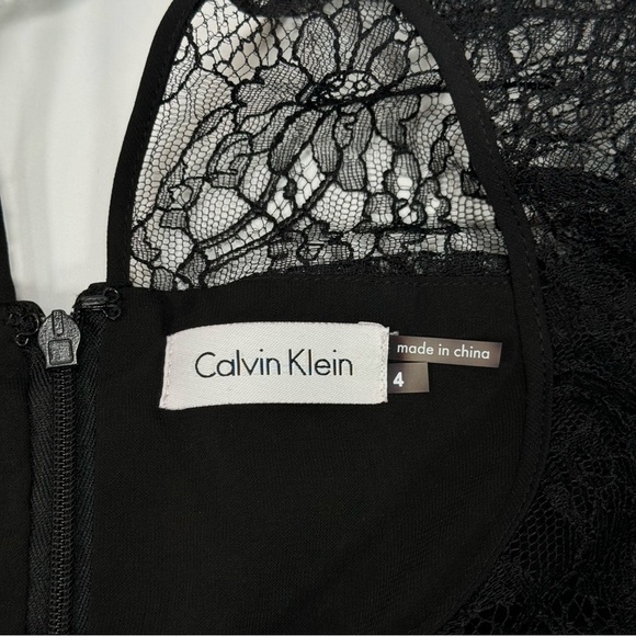 Calvin Klein Women's Black Dress Size 4 Lace Top Formal Wedding Dinner Travel - Picture 5 of 6